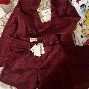 Zadig velour burgundy Blazer and Pants Set